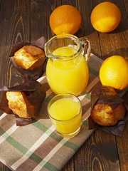 fresh orange juice and muffins