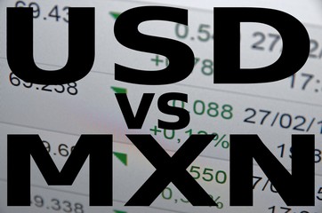 US dollar versus Mexican peso (MXN) - obrazy, fototapety, plakaty
