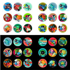 Flat design round labels, option infographics