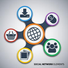 Social network elements, vector illustration