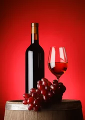 Fotobehang Bottle and glass of wine © alexlukin