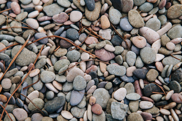 Circular sea pebbles