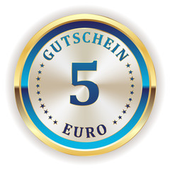 Goldener 5 Euro gutschein Button