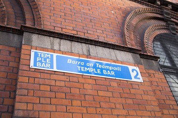 Street sign for Temple Bar, Dublin