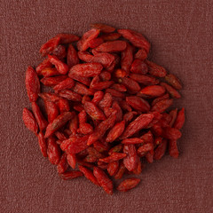 Circle of dry red goji berries