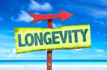 Longevity sign with beach background