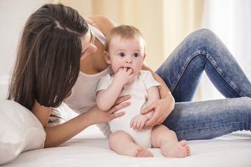 Mother with baby.