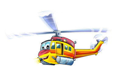 Cartoon plane - helicopter - caricature - illustration