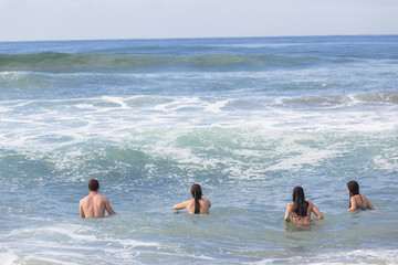 Teenagers Waves Swimming Beach