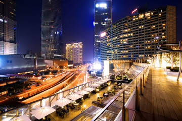 Fototapeta na wymiar Illuminated skyline and buildings in modern city