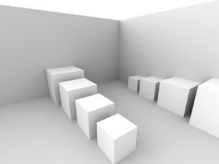 White Modern Cubes Interior Background