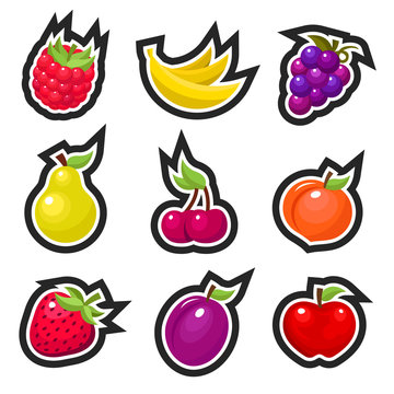 Set of colorful fruits icons