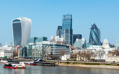 London skyline from Tower bridge, London, UK