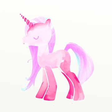 Pink unicorn digital painting illustration vibrant colors