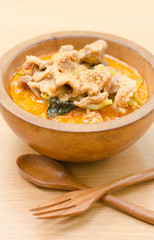 Red savory curry paste with pork and coconut milk (Panang)