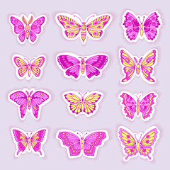 Set of Butterflies Decorative Isolated Silhouettes in Vector