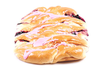 Strawberry danish pastry on a white background