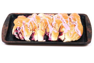 Strawberry danish pastry on a white background