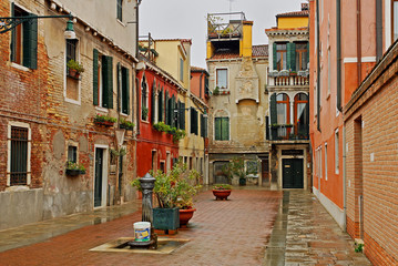 Fototapeta na wymiar Venice, Italy, Courtyard in Misericordia area