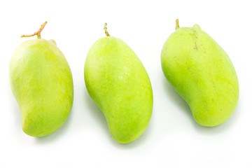 Fresh Green mango(Rhino Mango) isolated on white