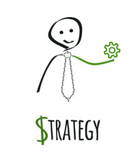 Cartoon businessman explaining strategy