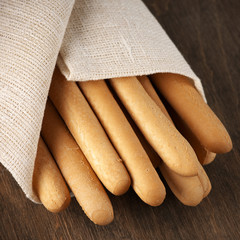 Breadsticks in napkin