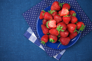 Strawberries in blue plate