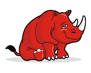rhino red character mascot image vector