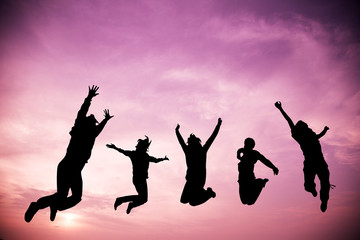 Jumping people for enjoy with their trip