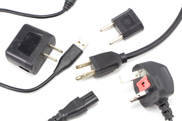 different universal adapters Travel adapters isolated