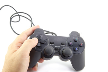 black game controller isolated on white background