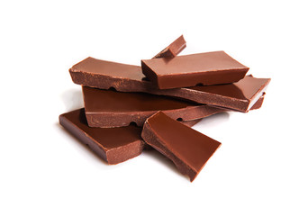 chocolate pieces isolated