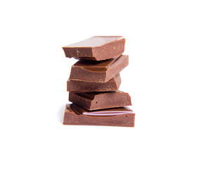 chocolate pieces isolated