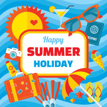 Happy summer holiday - vector banner in flat style design