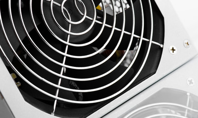 Cooling Fan Close Up With Reflection On White