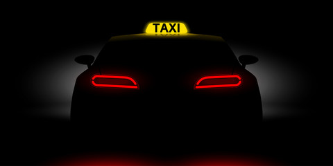 realistic car taxi back view