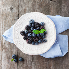 Fresh blueberries and blackberries