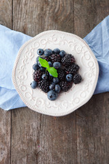 Fresh blueberries and blackberries