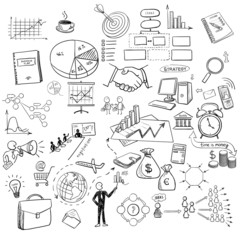 hand draw doodle web charts business finanse elements
