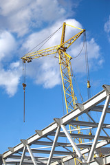 Tower cranes on industrial building construction