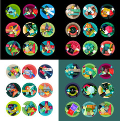 Flat design round labels, option infographics