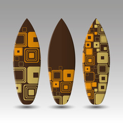 Vector Surfboards Design Template with Square Pattern