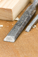Old chisel tools closeup