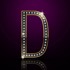 3d elegant diamond letter D