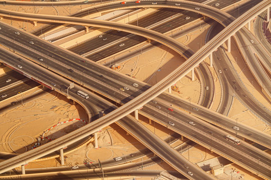 Highway road intersection in Downtown Burj Dubai.