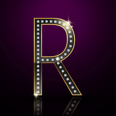 3d elegant diamond letter R