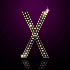 3d elegant diamond letter X