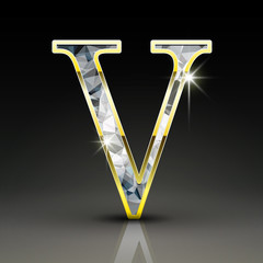 3d gorgeous diamond letter V