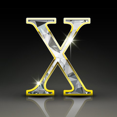 3d gorgeous diamond letter X