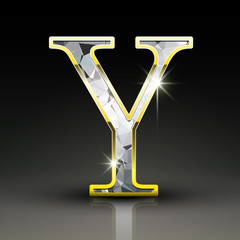 3d gorgeous diamond letter Y